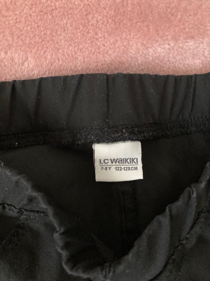 Kızlar için Siyah Elastik Bel Denim Pantolon - Görsel 4