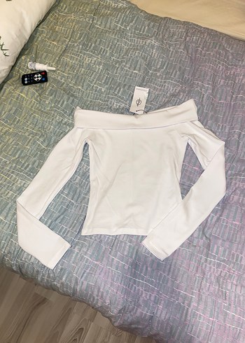 Beyaz Straplez Uzun Kollu Kadın Bluz - Görsel 2