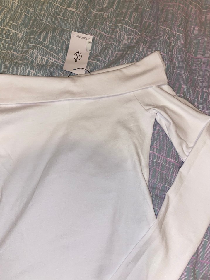 Beyaz Straplez Uzun Kollu Kadın Bluz - Görsel 5