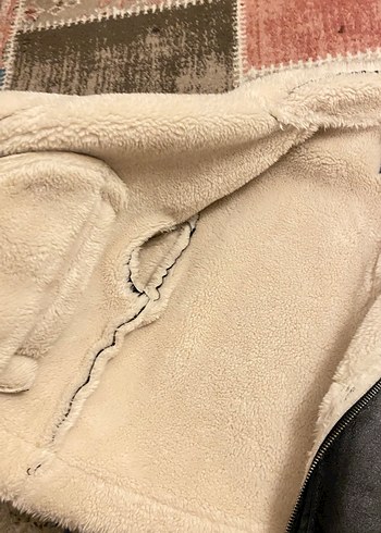 Kürklü mavi marka  Siyah Deri Kadın Biker Ceket - Görsel 5