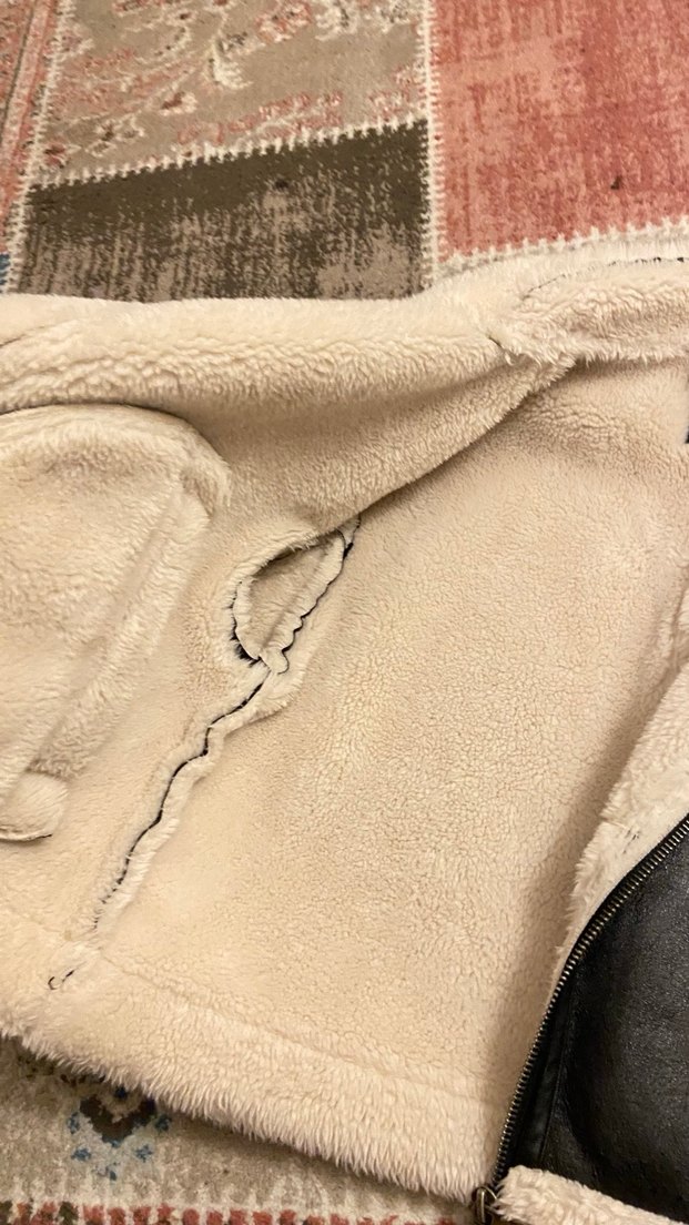 Kürklü mavi marka  Siyah Deri Kadın Biker Ceket - Görsel 5