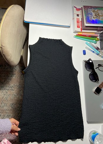 Siyah Kolsuz Yüksek Yakalı bluz - Görsel 2