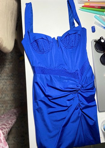 Trendyolmilla mavi elbise uzun - Görsel 2