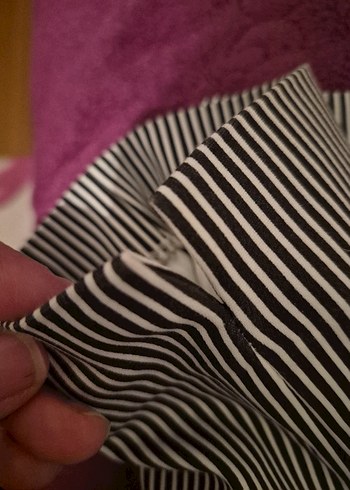 siyah Çizgili Kadın Kumaş Pantolon - Görsel 5