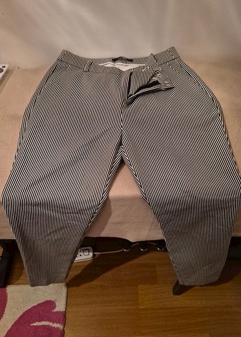 siyah Çizgili Kadın Kumaş Pantolon - Görsel 4