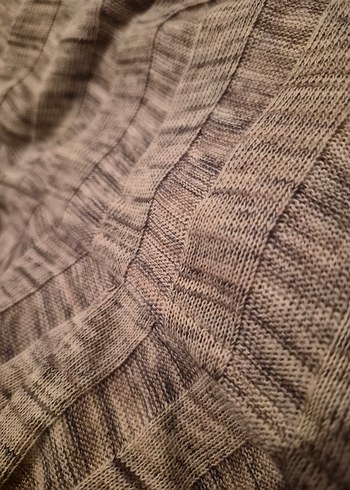 Uzun Kollu Bej Örgü Hırka - Görsel 2