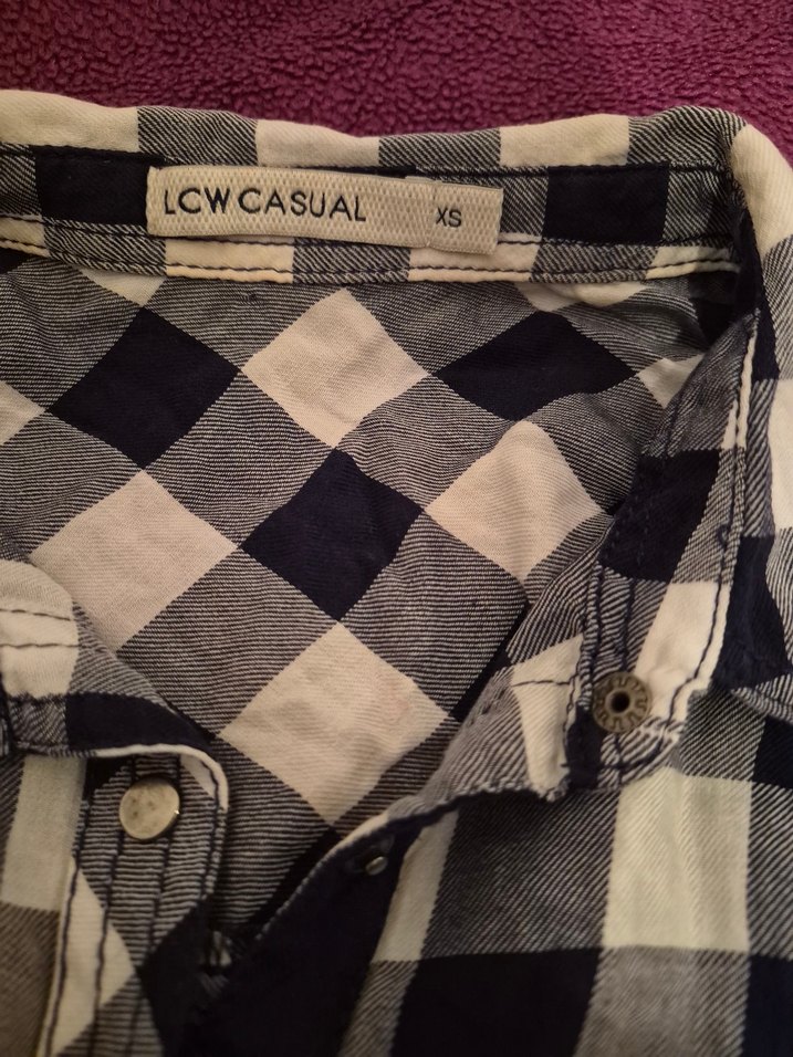 Kadın lacivert Kareli Uzun Kollu Gömlek - Görsel 2