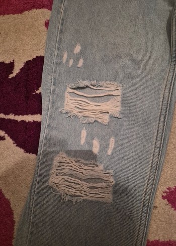 açık mavi Yırtık Detaylı Kadın Kot Pantolon - Görsel 3