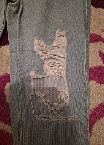 açık mavi Yırtık Detaylı Kadın Kot Pantolon - Görsel 4