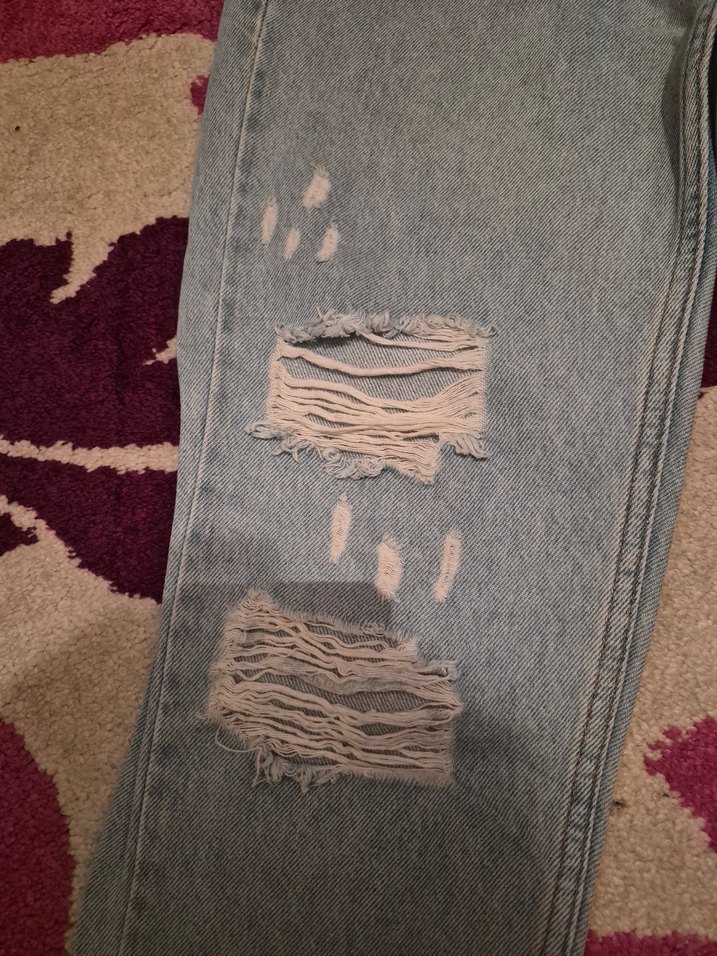 açık mavi Yırtık Detaylı Kadın Kot Pantolon - Görsel 3