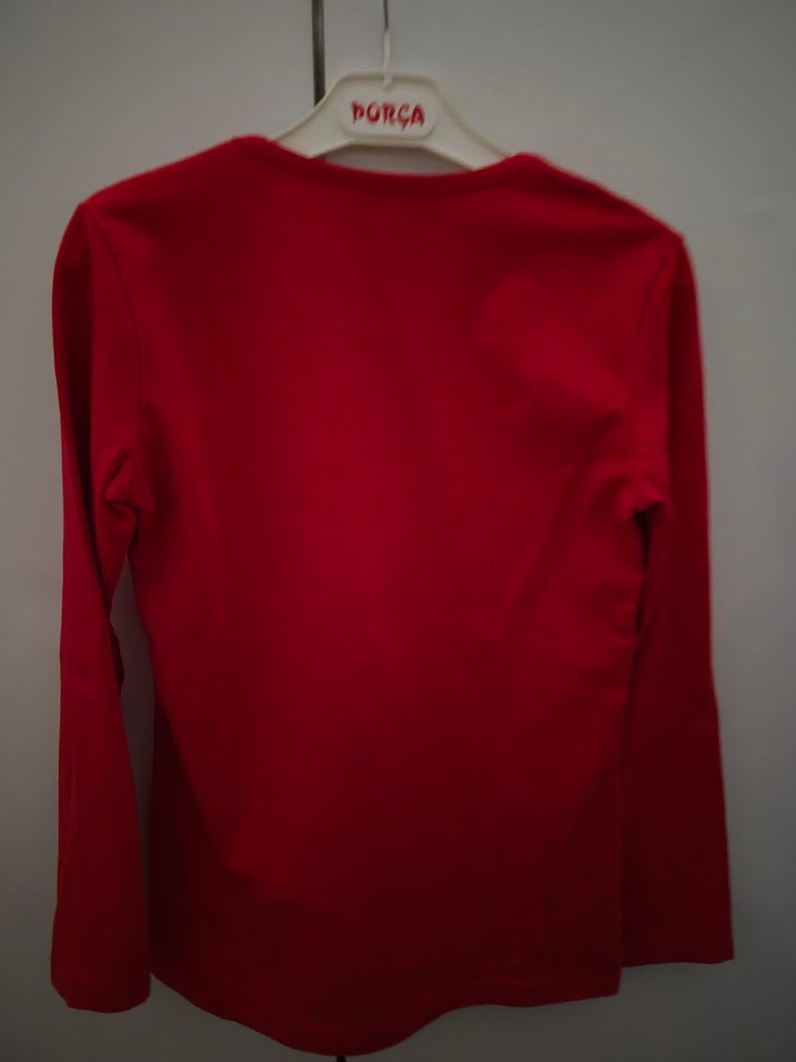 Kız Çocuk Kırmızı Uzun Kollu Tişört - Görsel 2