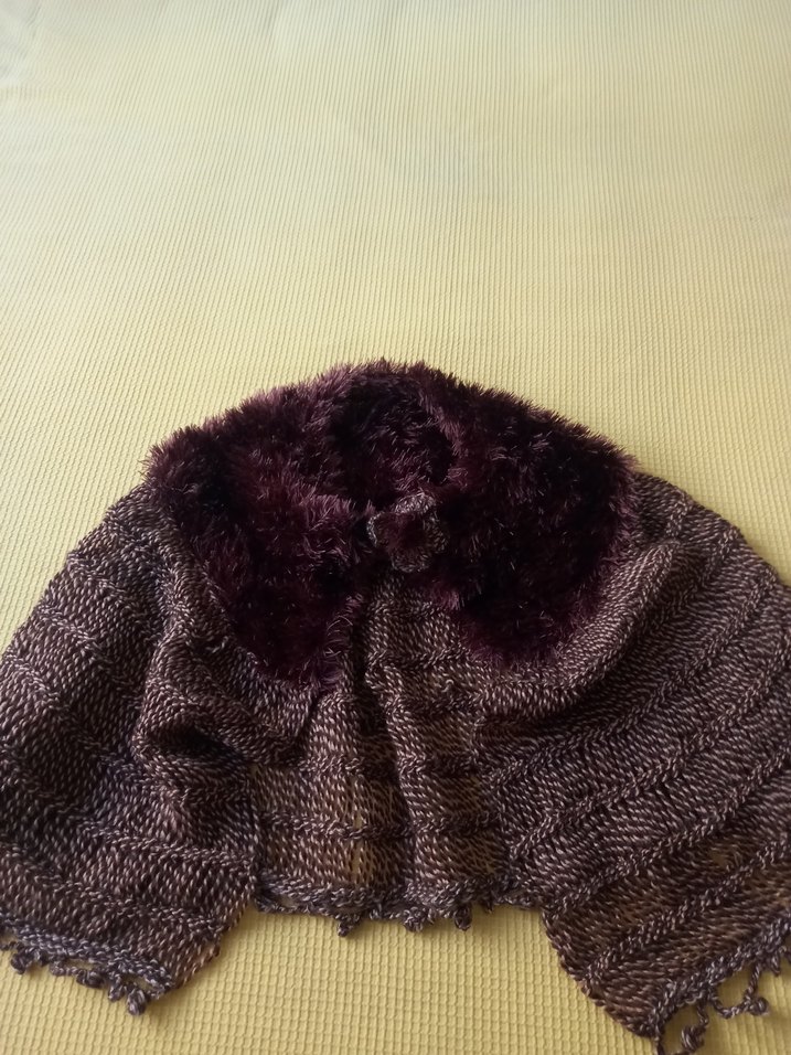 Kahverengi Örgü kısa  Panço - Görsel 2