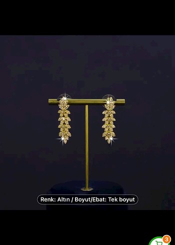 Beden altın Renk Altın Renkli Parlak Kadın Takı Seti