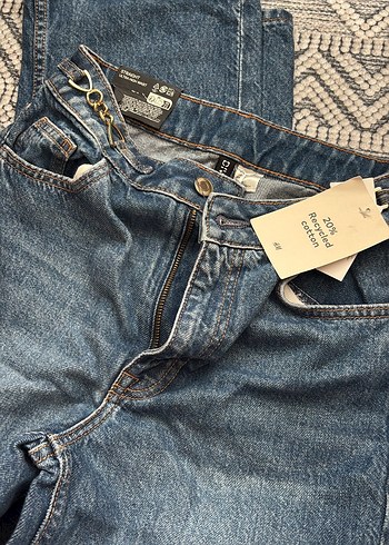 32 Beden Kadın Lacivert Kemerli Denim Pantolon