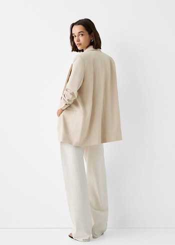 Bershka Bershka Bej Kadın Minimalist Blazer