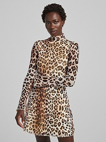 Bershka Leopar Kısa Elbise
