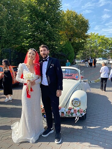 balık model uzun kollu işlemeli dantelli demonte gelinlik - Görsel 10