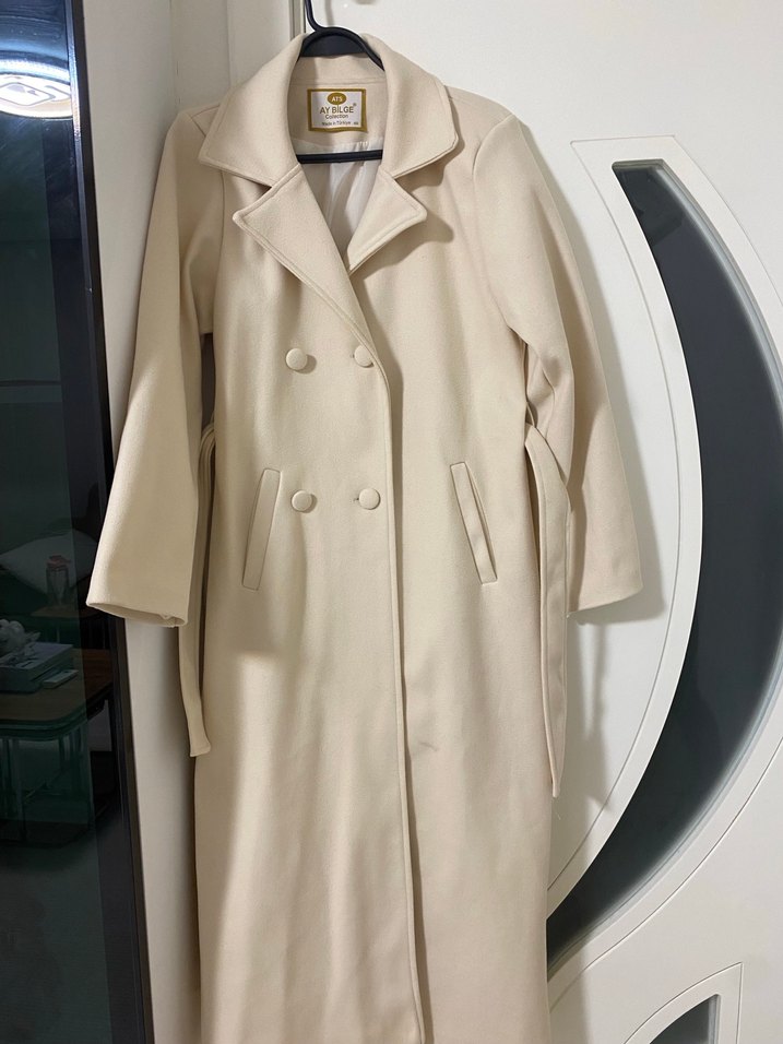 Bej kaban Uzun Kadın Kaban kaşe kaban - Görsel 3