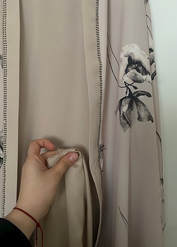 Bej Uzun Kollu taşlı abaya ipek tesettür abaya - Görsel 4