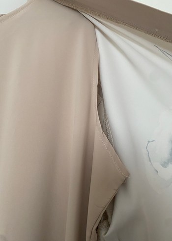 Bej Uzun Kollu taşlı abaya ipek tesettür abaya - Görsel 8