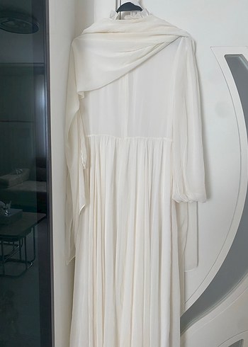 Beyaz nikah mevlüd hamile abiye elbise - Görsel 7