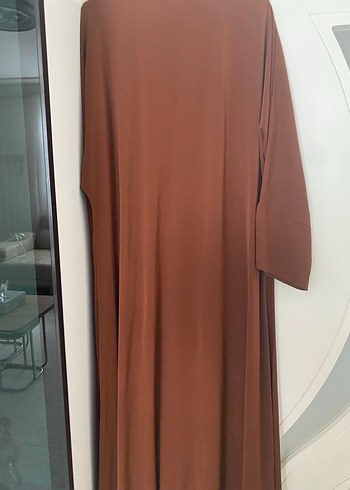 tesettür abaya ikili takım kahverengi takım şal ve kemerli takım - Görsel 3