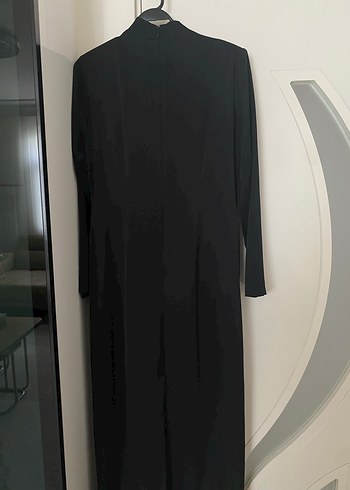 Siyah Uzun Kollu Yüksek Yakalı Uzun Elbise tesettür abiye - Görsel 4