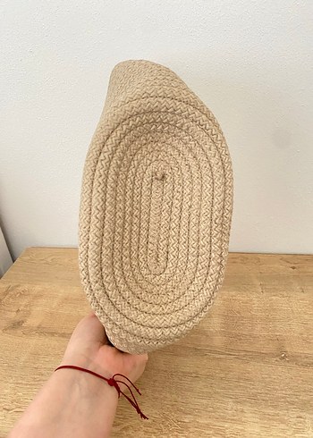 Bej Örgü hasır çanta Plaj Çantası - Görsel 6