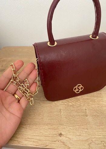 Bordo Deri Kadın El Çantası - Görsel 4