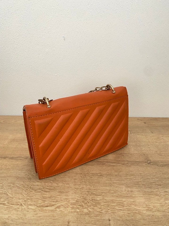 Zincir Detaylı turuncu Kadın Çanta - Görsel 3