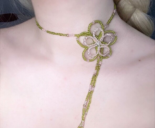 Boncuk Çiçek Kolye Beaded Flower