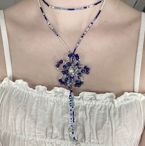 Boncuk Çiçek Kolye Beaded Flower Necklace