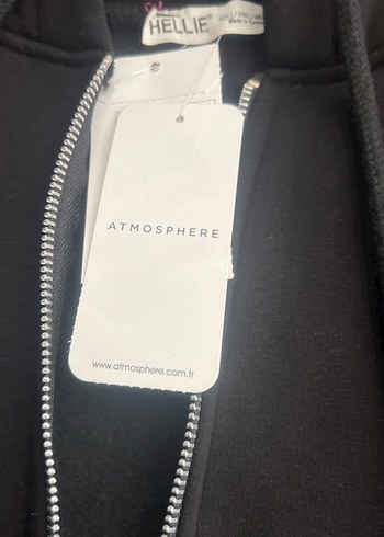 Siyah Kapüşonlu Fermuarlı Sweatshirt - Görsel 3