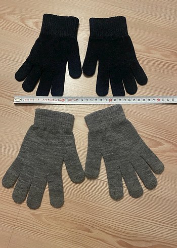 Gri Erkek Çocuk Yün Örgü Eldiven - Görsel 2