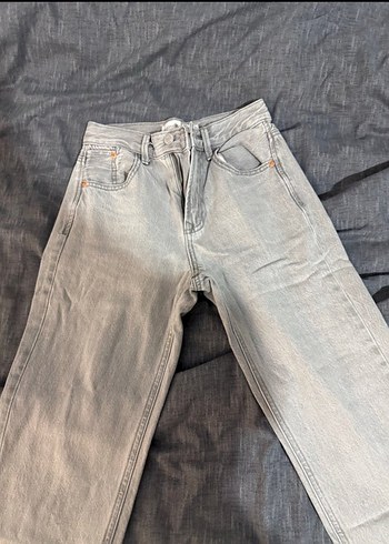 Gri Midi Denim Kadın Jean - Görsel 3