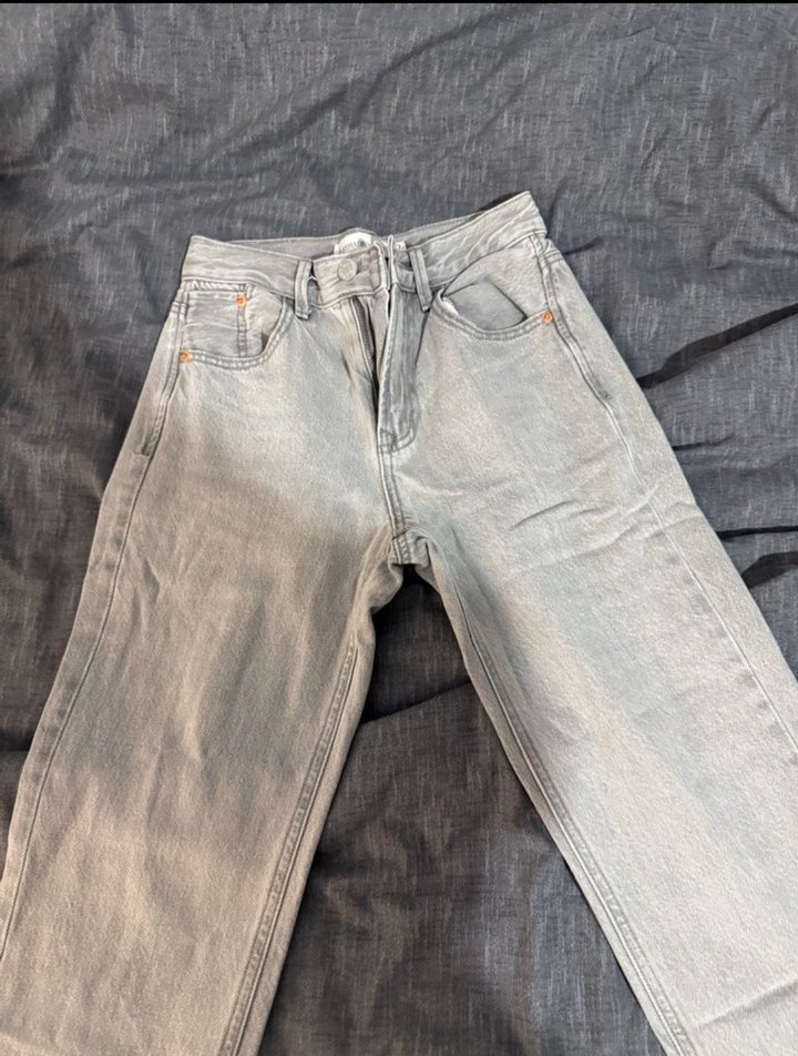 Gri Midi Denim Kadın Jean - Görsel 3