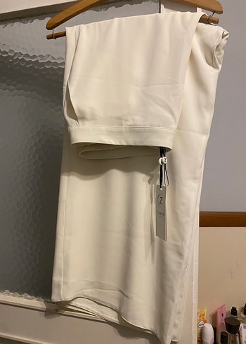 Beyaz bol Kadın şifon Pantolon