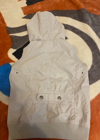 Kapüşonlu Fermuarlı Kadın gri Yelek - Görsel 3