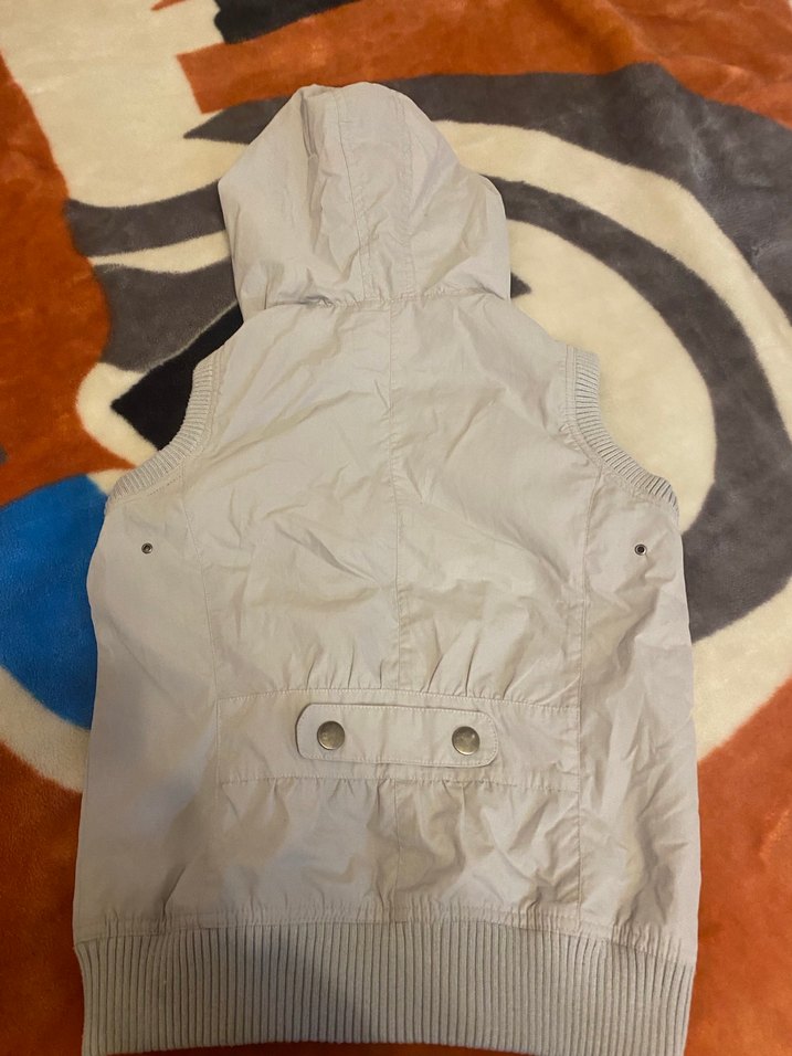 Kapüşonlu Fermuarlı Kadın gri Yelek - Görsel 3