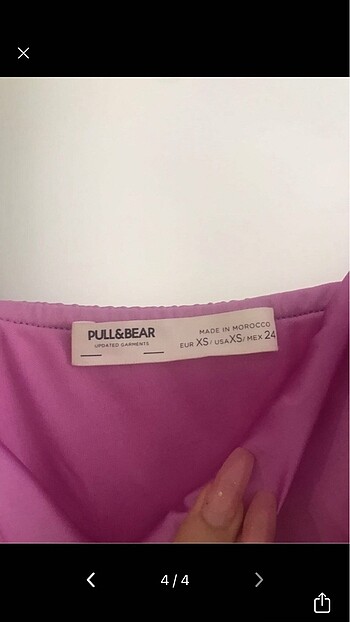 xs Beden pembe Renk PULL&BEAR SATEN ELBİSE