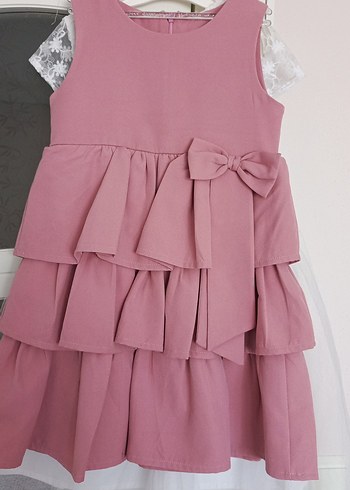 Pembe Kız Çocuk Fırfırlı Elbise