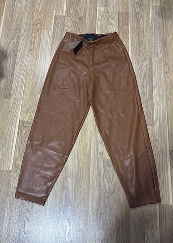 Massimo Dutti Kahverengi Deri Pantolon