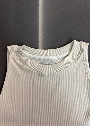 m Beden Kadın Kolsuz Yüksek Yakalı Keten Atlet