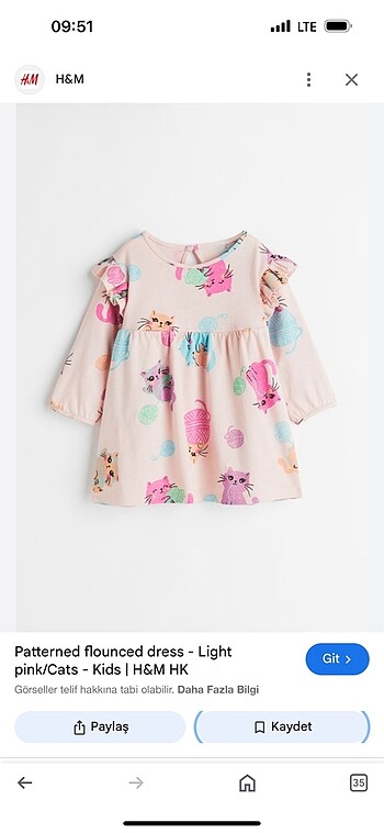 H&M elbise 6/9 ay