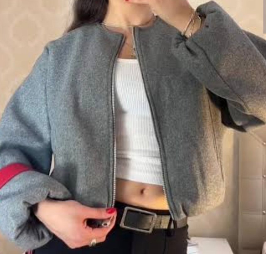 Gri Yumuşak Bomber Ceket - Görsel 2