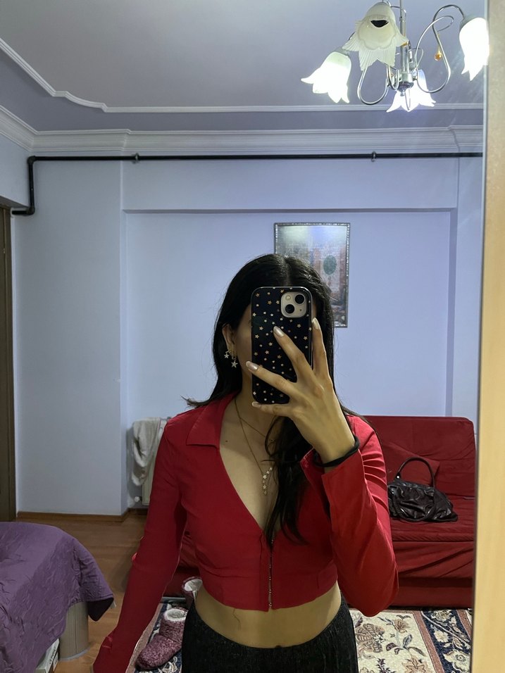 Kırmızı korse kadın gömlek - Görsel 5