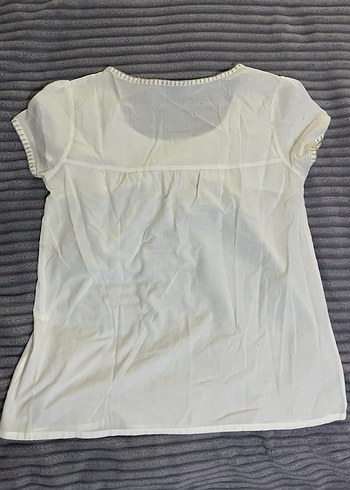 Nakışlı Beyaz Pamuklu Vintage Bohem Bluz - Görsel 3