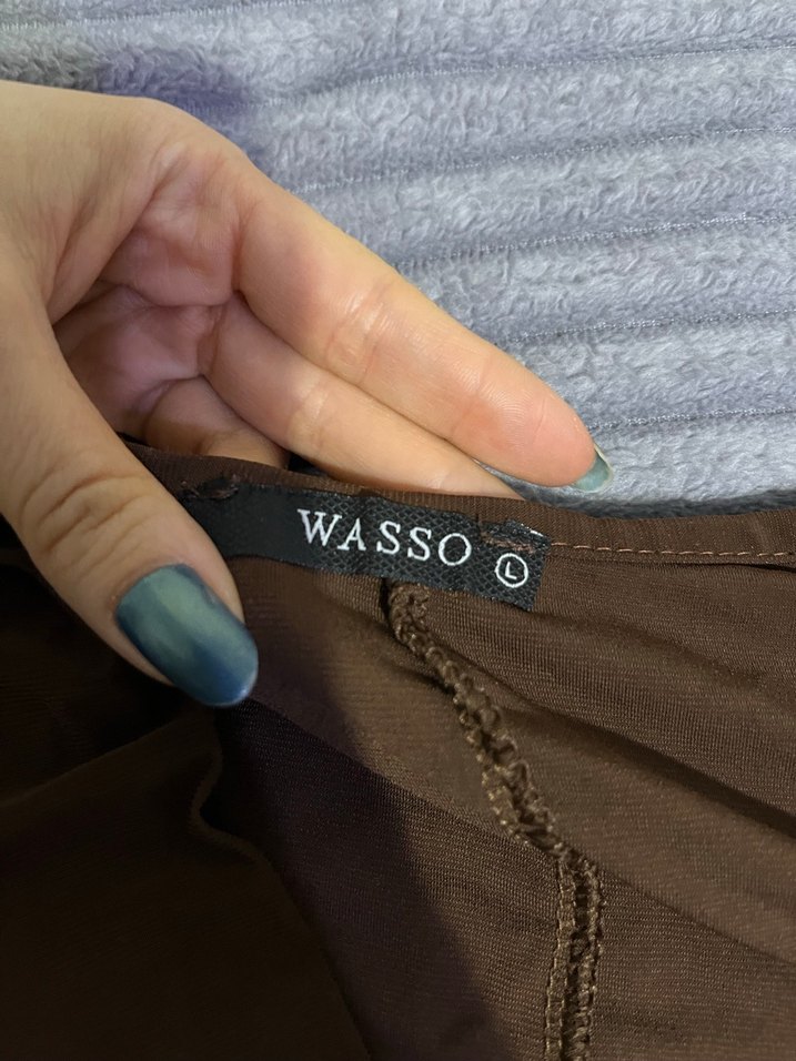 Uzun Kollu V Yakalı Kahverengi Bluz - Görsel 2