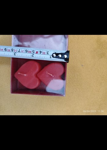 Kırmızı Kalp Şeklinde Mum Seti - Görsel 2