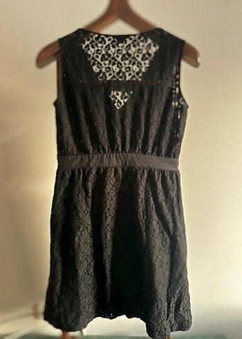 Dantel Detaylı Siyah Midi Elbise - Görsel 8